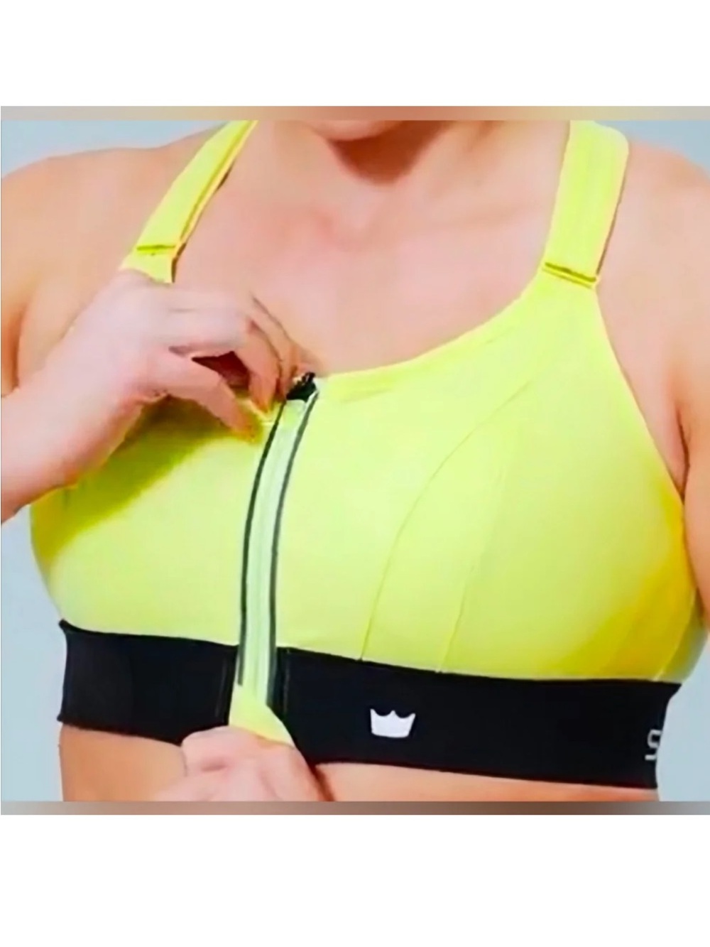 Shefit Ultimate Sports Bra Yellow Black High Impact Front Zipper Workout-2Luxe